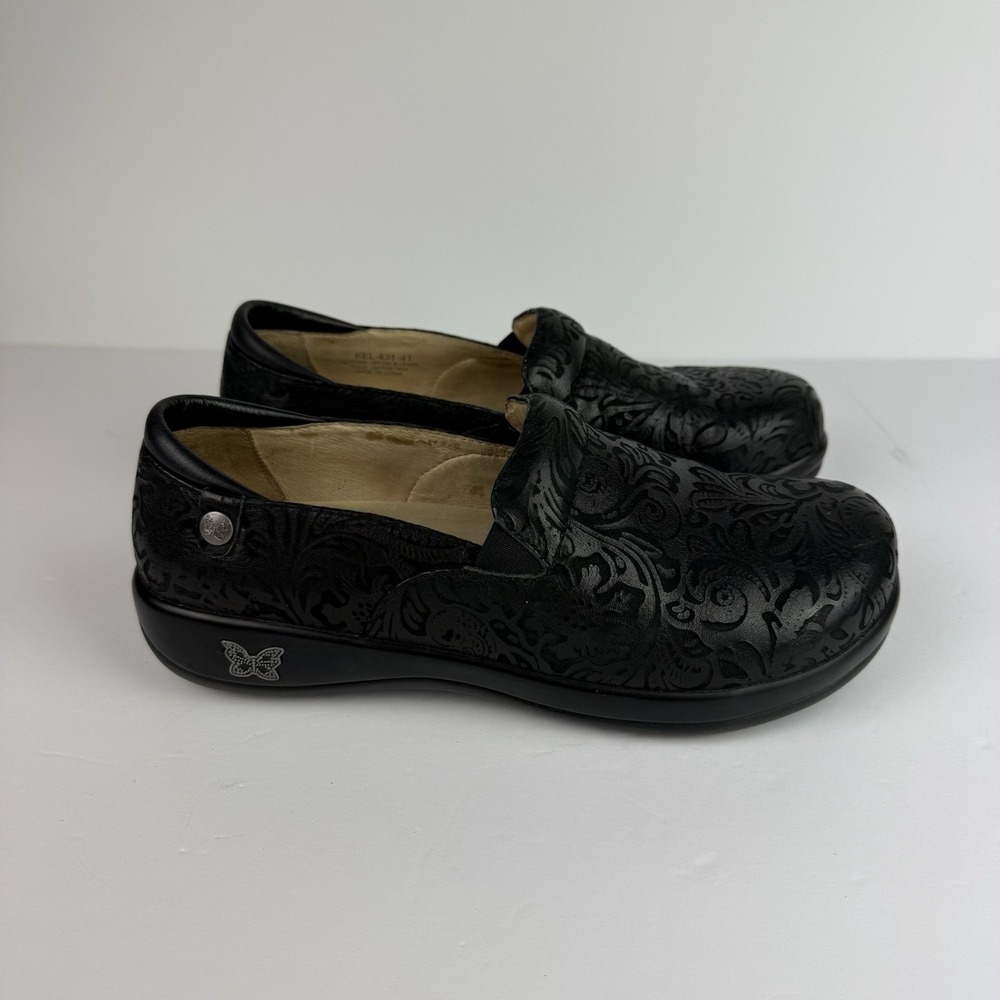 Alegria Keli KEL-431 Women Embossed Paisley Black Leather Clog Shoes 41 / 10.5 - Picture 6 of 11